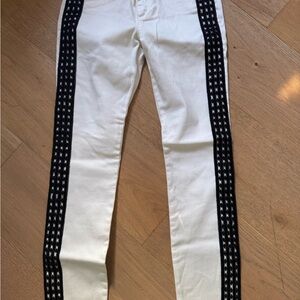 Joes Jeans Straight white jeans with beading detail down the side